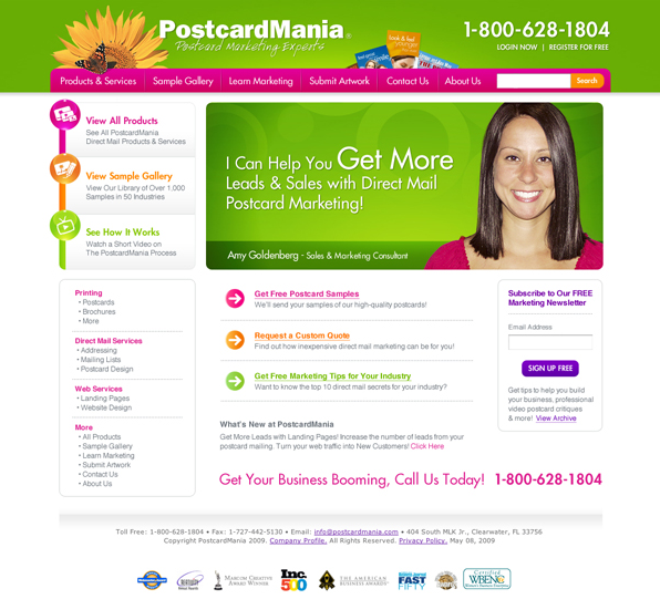 postcardmania split test website