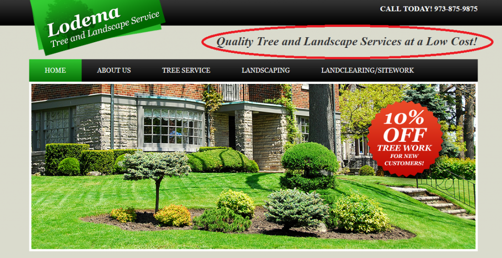 landscaping website call to action