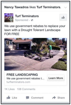example facebook ad for landscapers