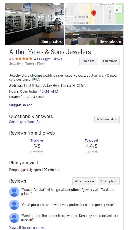 example of jewelry google listing