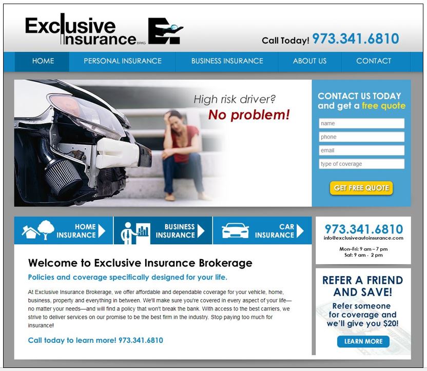 example of good insurance website design