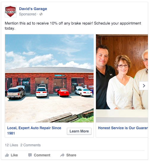 auto repair facebook ad
