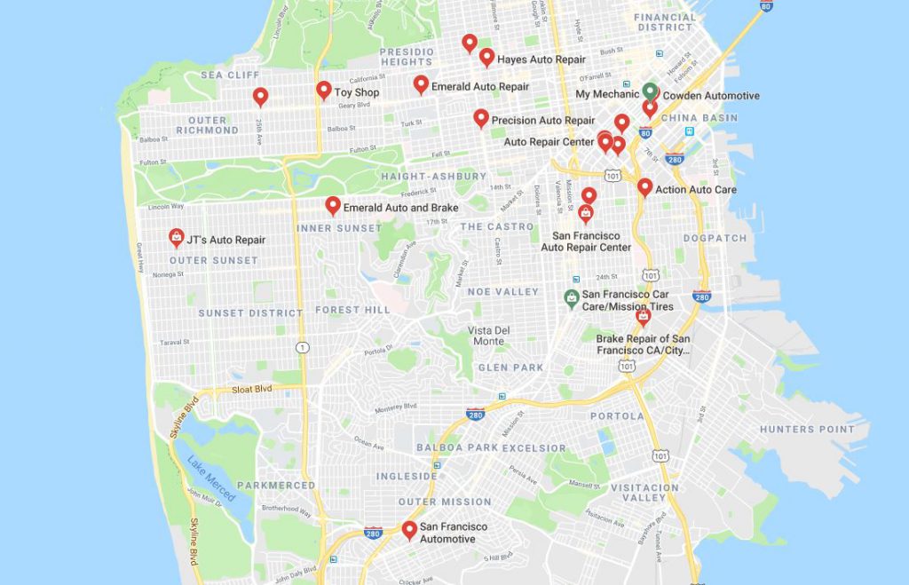 auto repair shops on google maps