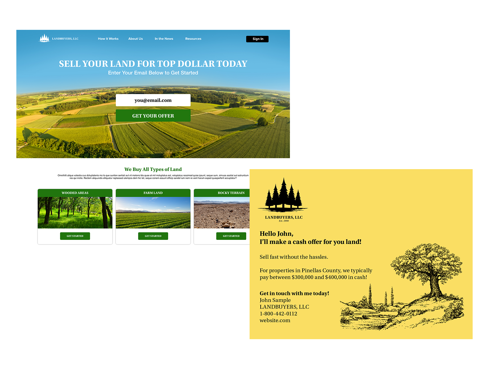Website to Mailbox for Land Investors
