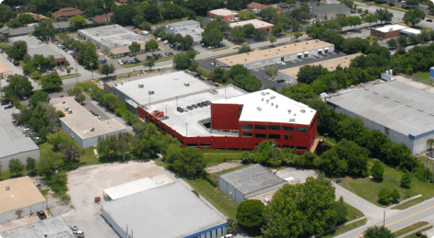 aerial view of postcardmania headquarters