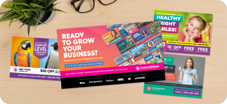 PostcardMania marketing kit and postcard samples