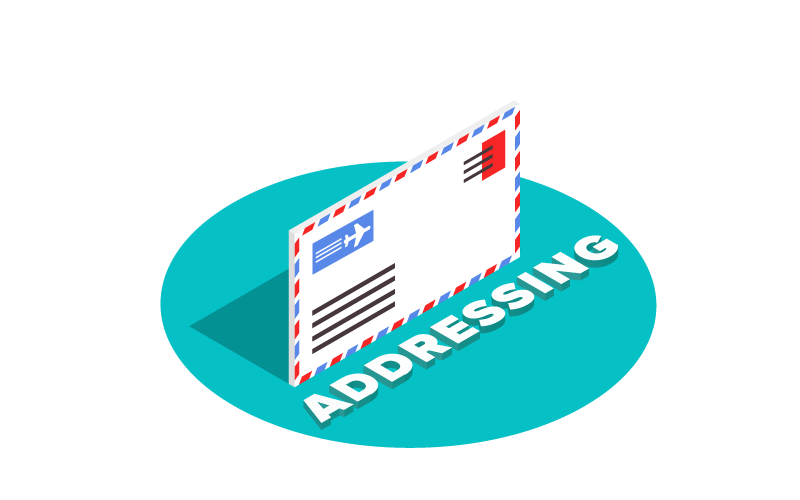 Addressing - an addressed envelope