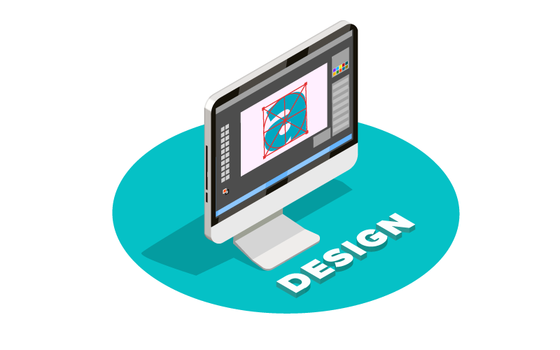 Design - a postcard being laid out in design software