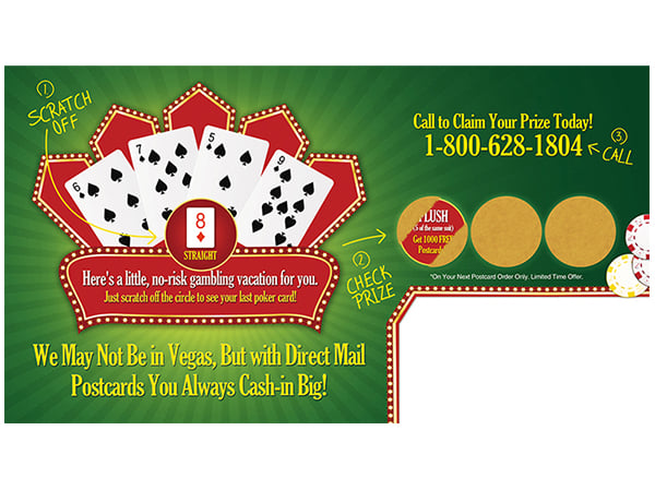 Example postcard with a scratch-off panel