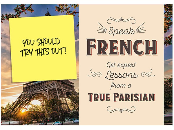 Example postcard with a sticky note attached