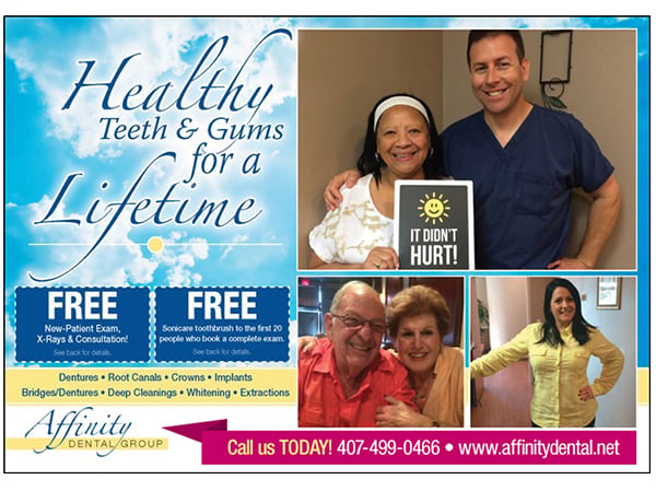Example postcard featuring photos of the owner and staff