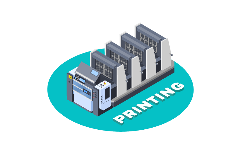 Printing - a four-color offset printing press