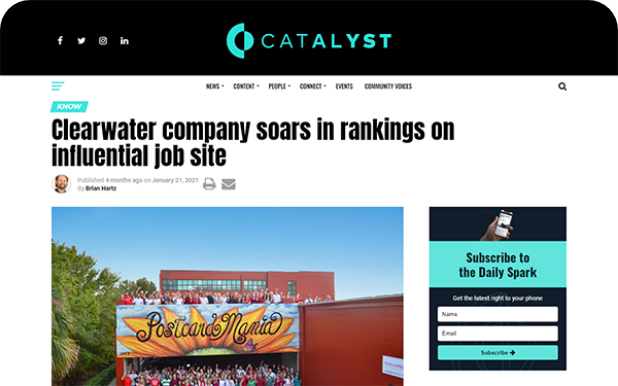 Clearwater company soars in rankings on influential job site