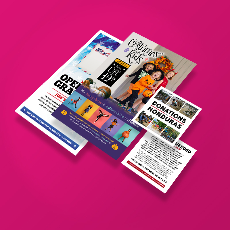 PostcardMania marketing materials and press coverage