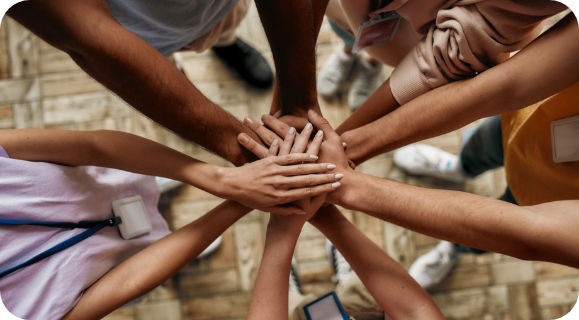 Volunteers working together