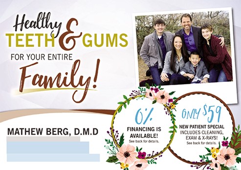 0% financing dental postcard