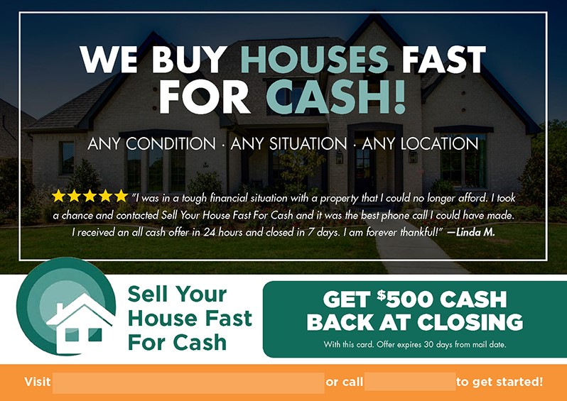 Cash Back at Closing Offer Real Estate Postcard