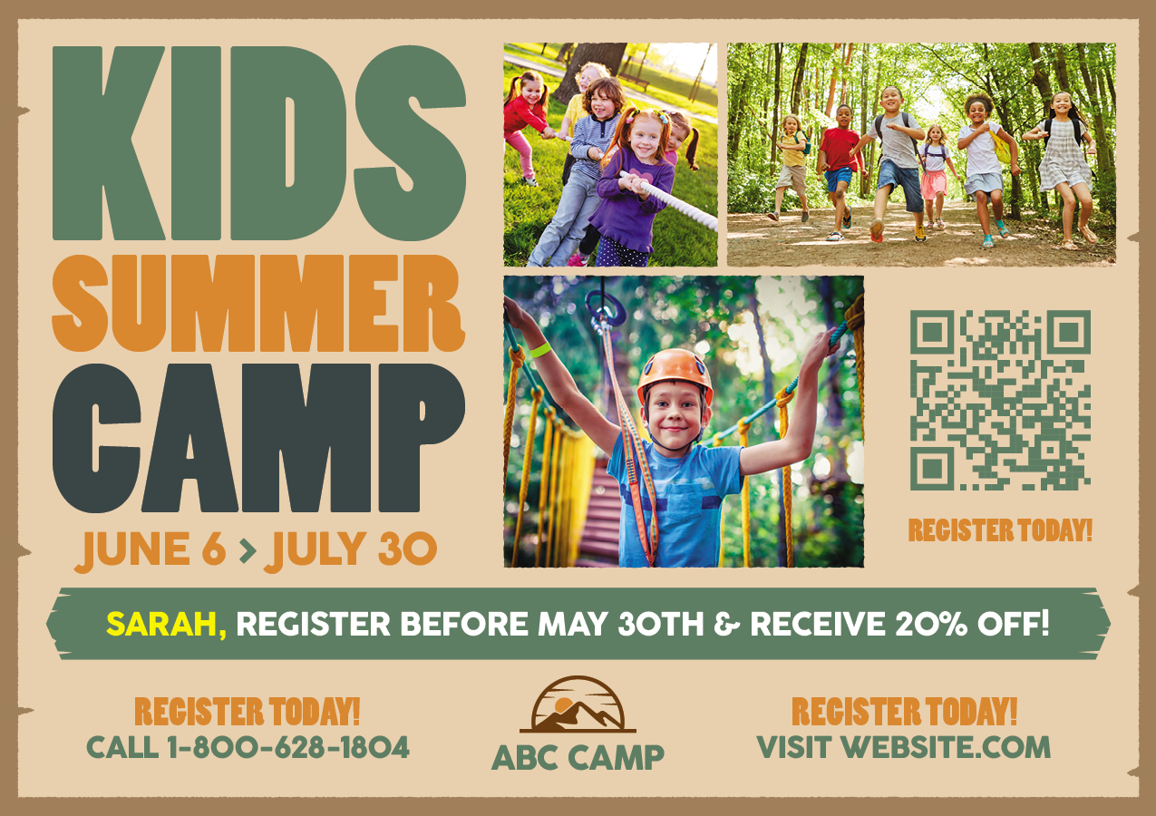 summer camp postcard template