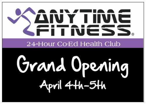 marketing postcard for anytime fitness grand opening