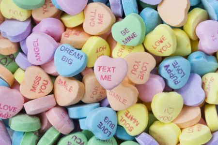 2 scoops bag of candy hearts valentines plush