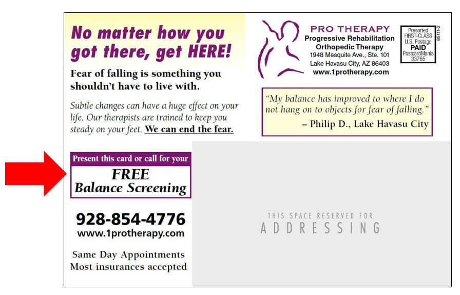 physical therapy postcard back