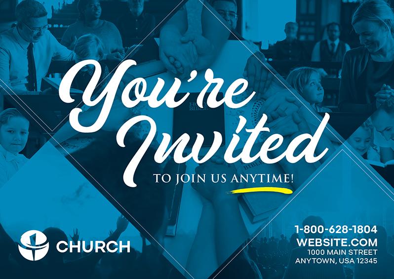 example of church invitation postcard