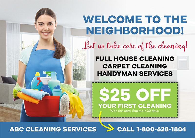 cleaning services postcard template