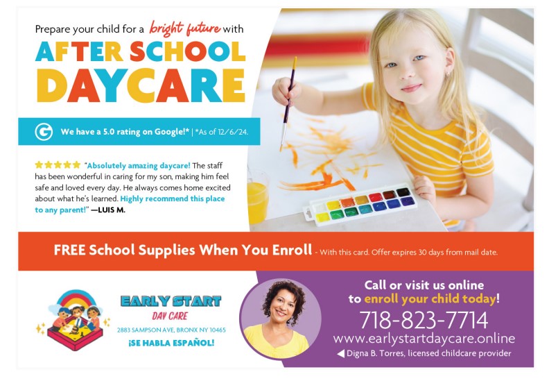 daycare demographics postcard example