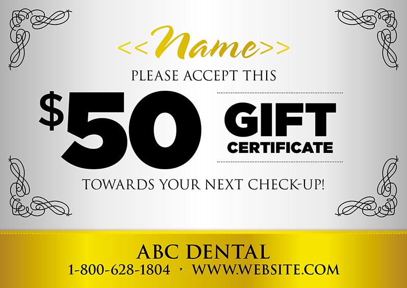 dental gift certificate postcard