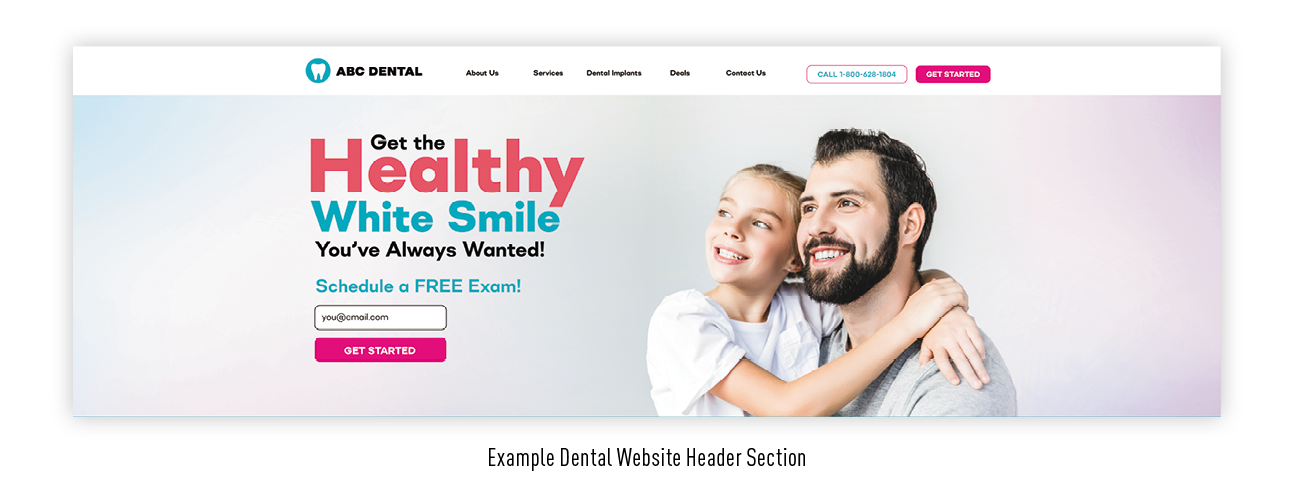 dental marketing website header