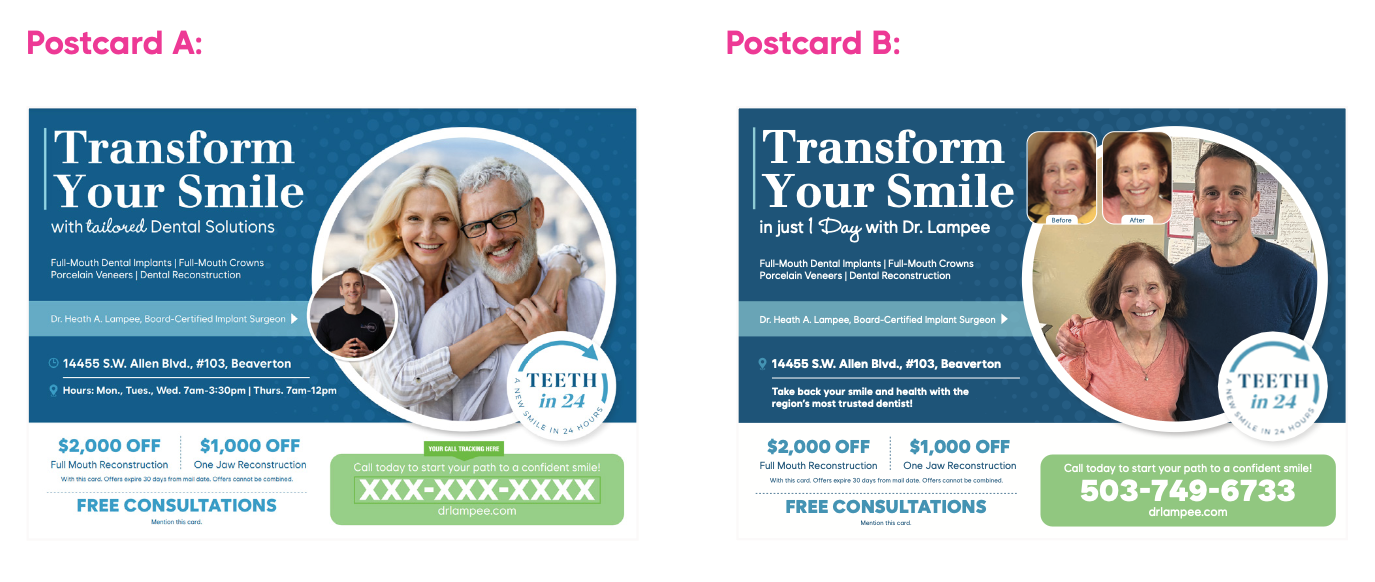 dental postcard comparison