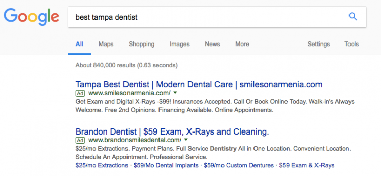 dental web marketing
