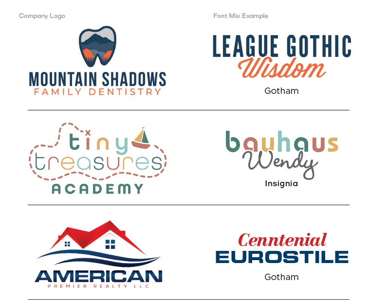 examples of font variation within ads