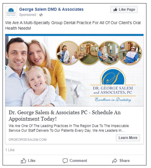effective dental facebook ad design