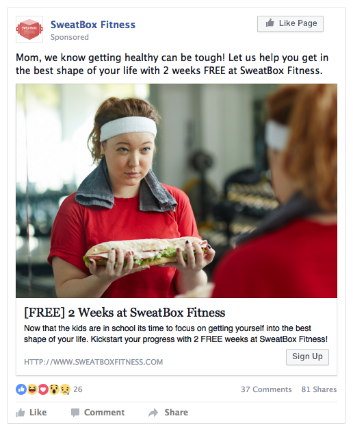 effective facebook ad for fitness business
