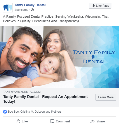 Facebook ad for dental office