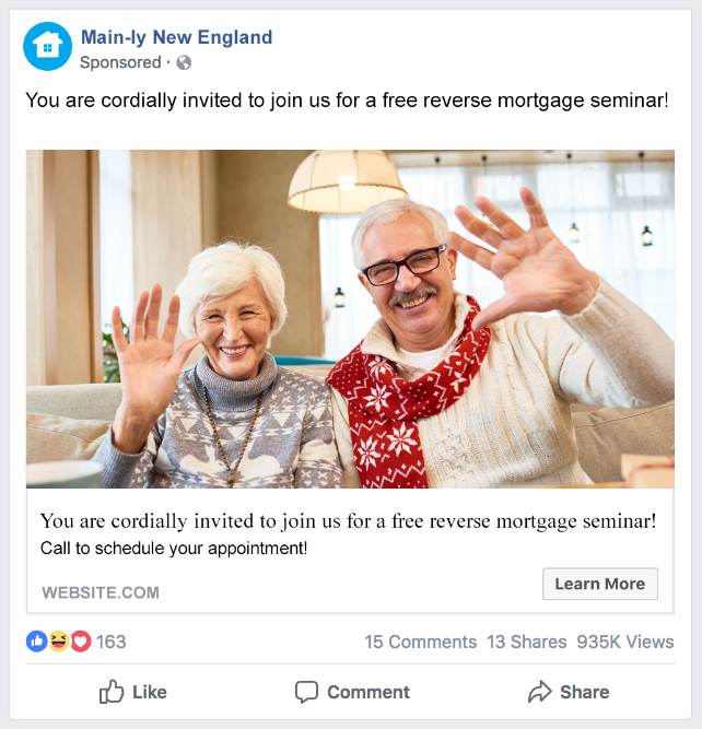matching facebook ad for mortgage broker team