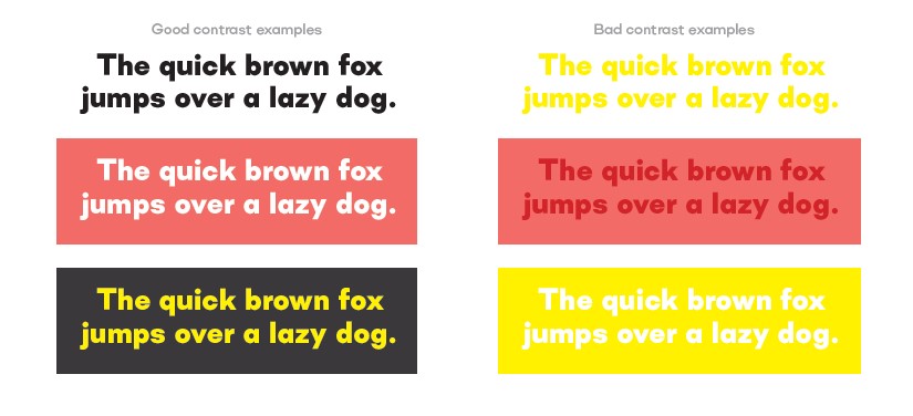 comparison of same font with different colors and background colors