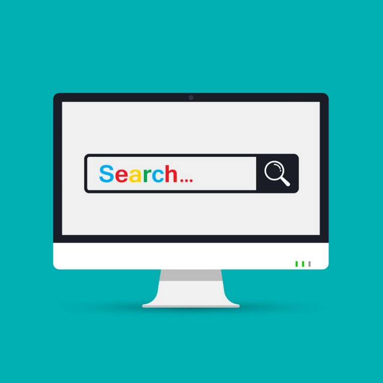 illustration of search engine website on computer screen