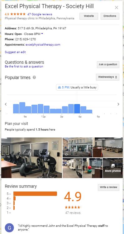 physical therapy office on google