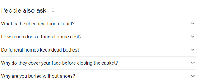 google people ask box for funeral home near me results