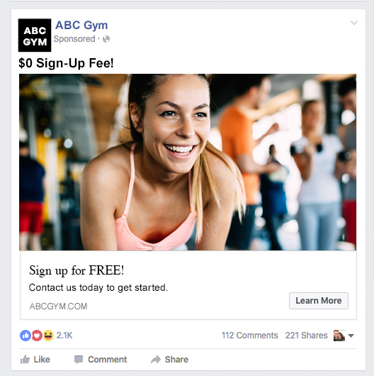 gym facebook ad