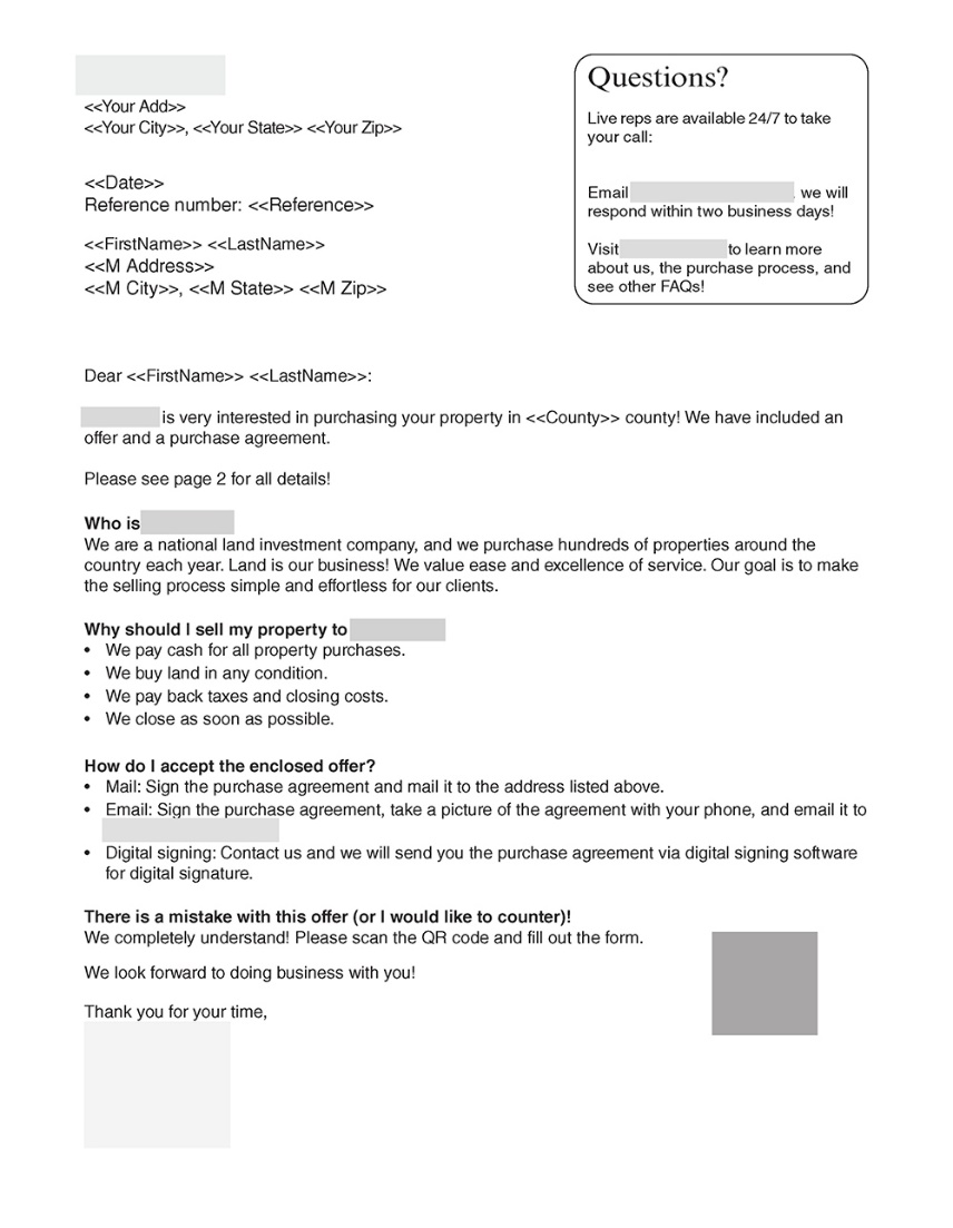 land investment letter