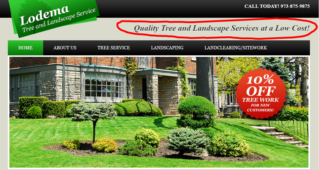 landscaping website call to action