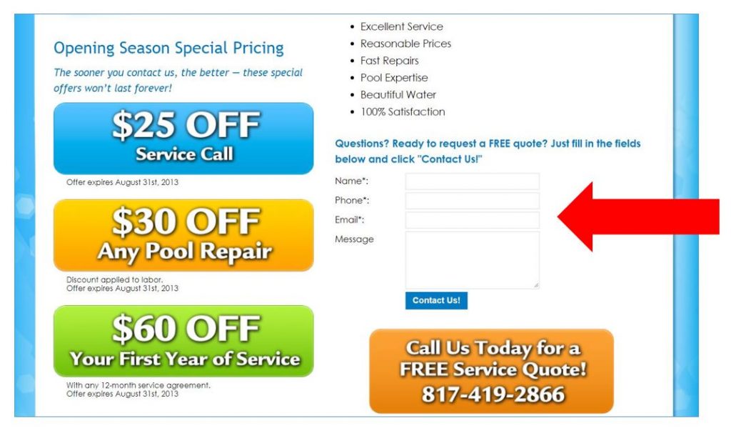 pool service lead capture form