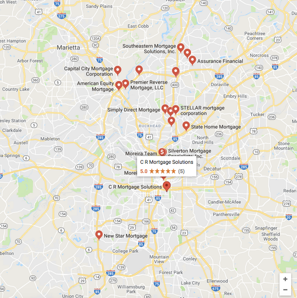 google maps results for mortgage brokers in atlanta