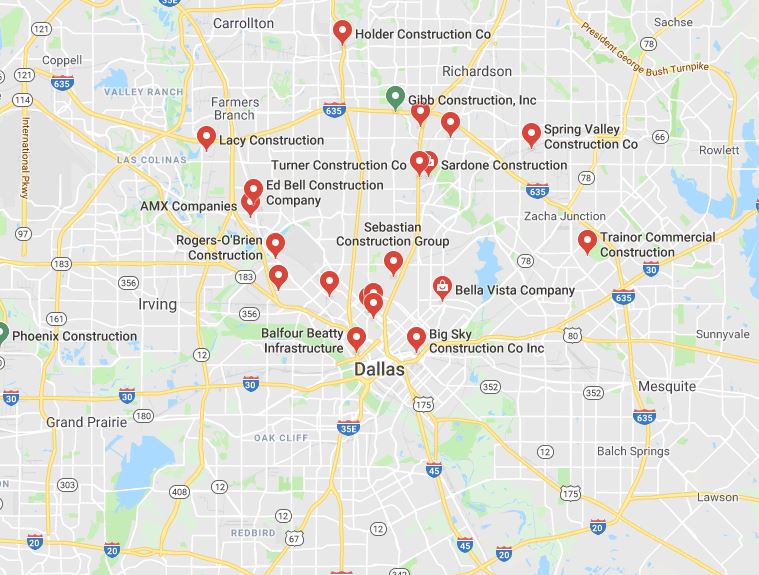 google maps results for dallas construction companies