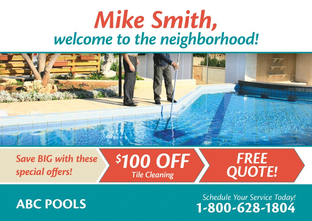 personalized postcard example for pool service company