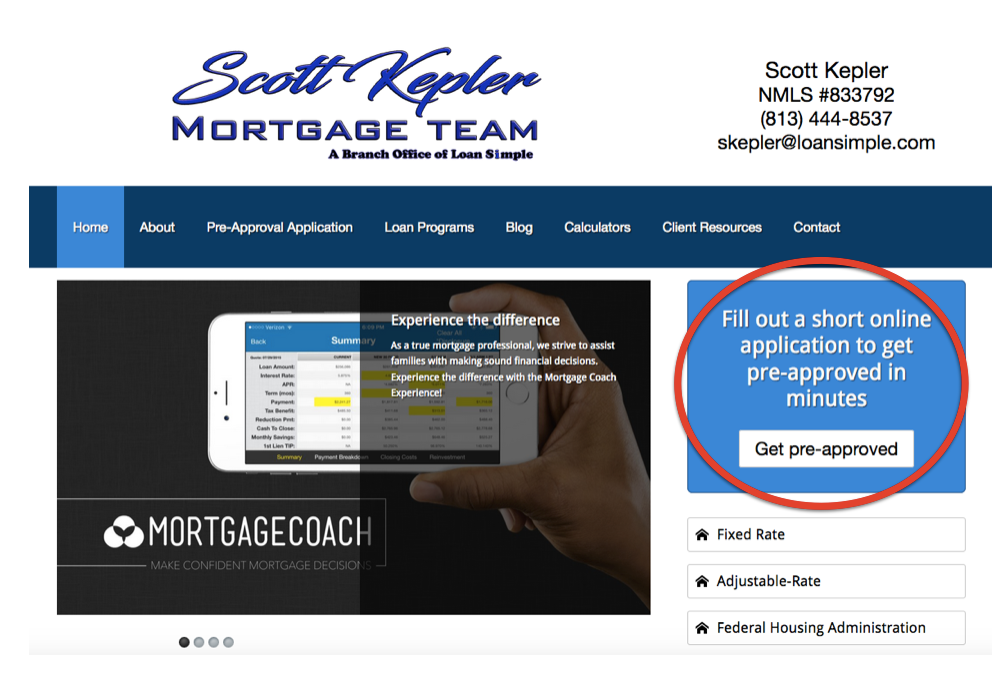special offer circled on mortgage broker website