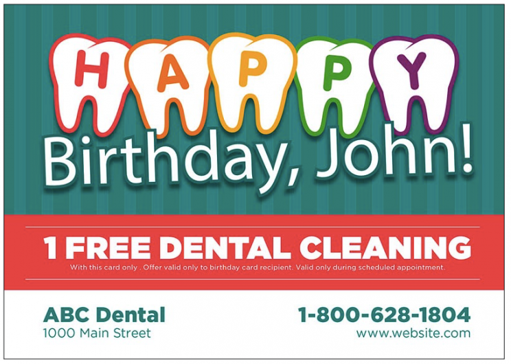 personalized happy birthday postcard from a dentist